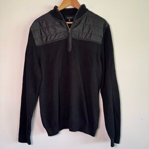 Bugatchi Solid Quarter Zip Sweater in black size XL NWT